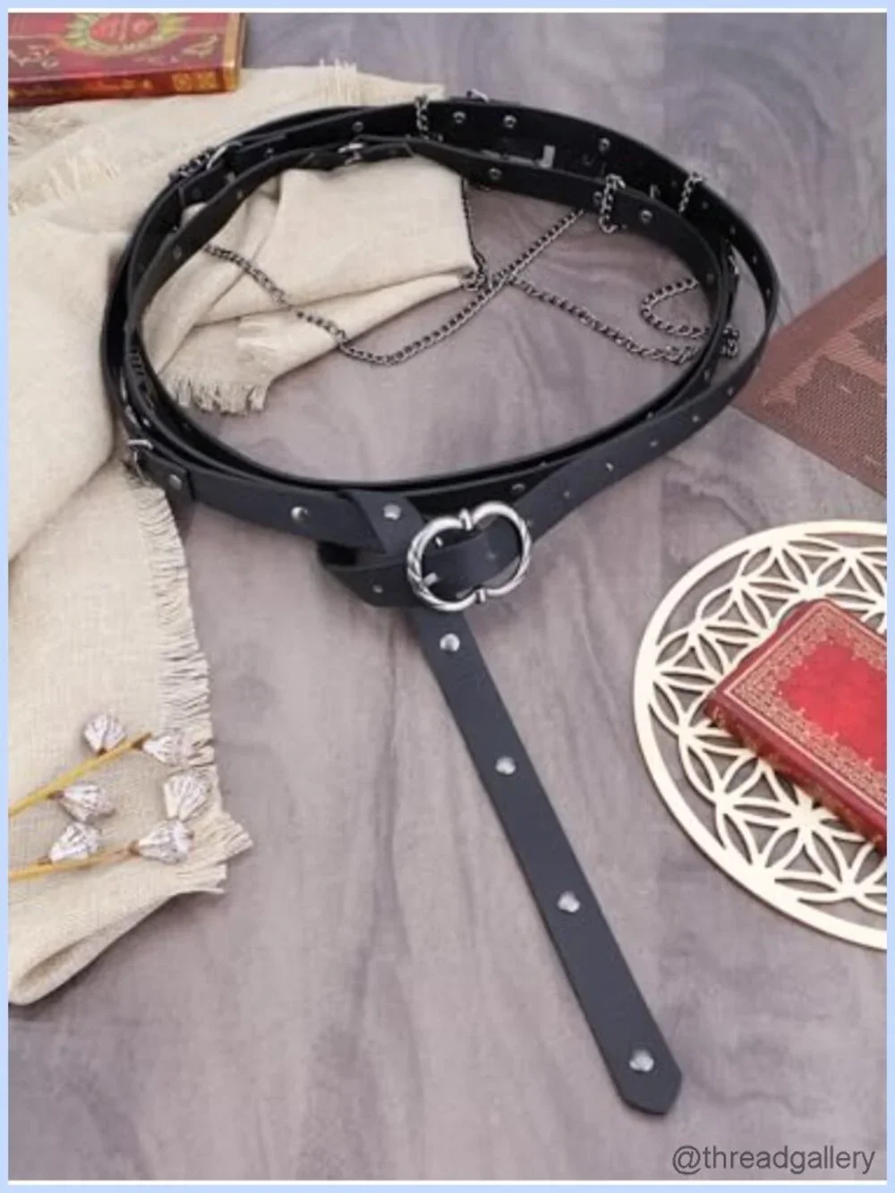 Medieval Faux Leather Metal Chain Waist Belt Adjustable Renaissance Cosplay